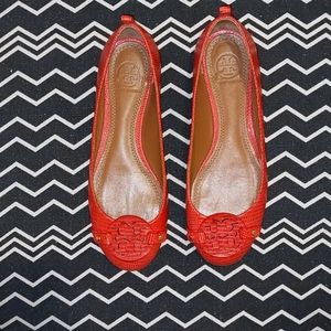 Tory Burch Coral Leather Flats